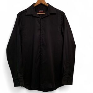 Van Heusen 🆕 Stain Shield Slim Fit Black Button Down Shirt NWOT Sz 16-16.5